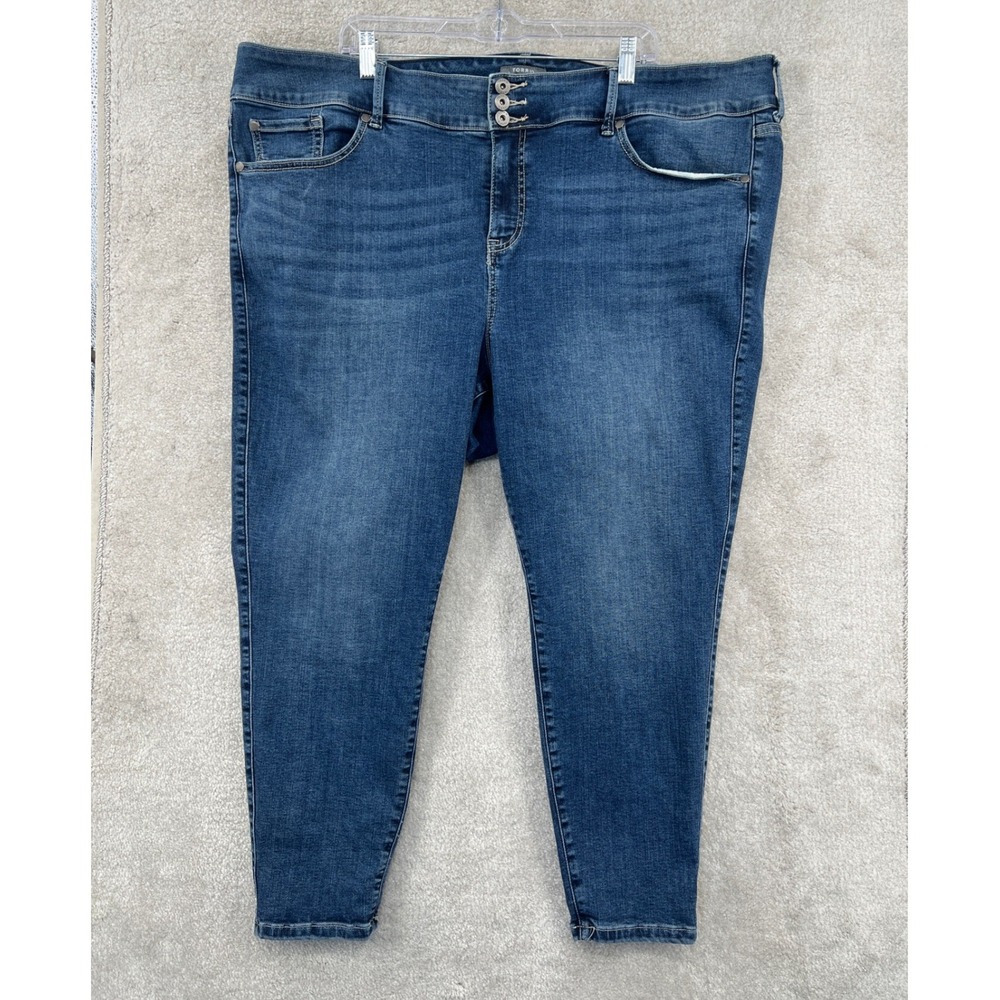 Torrid Jegging Womens 26S Blue Crop Super Soft High Rise Triple Button Stretch